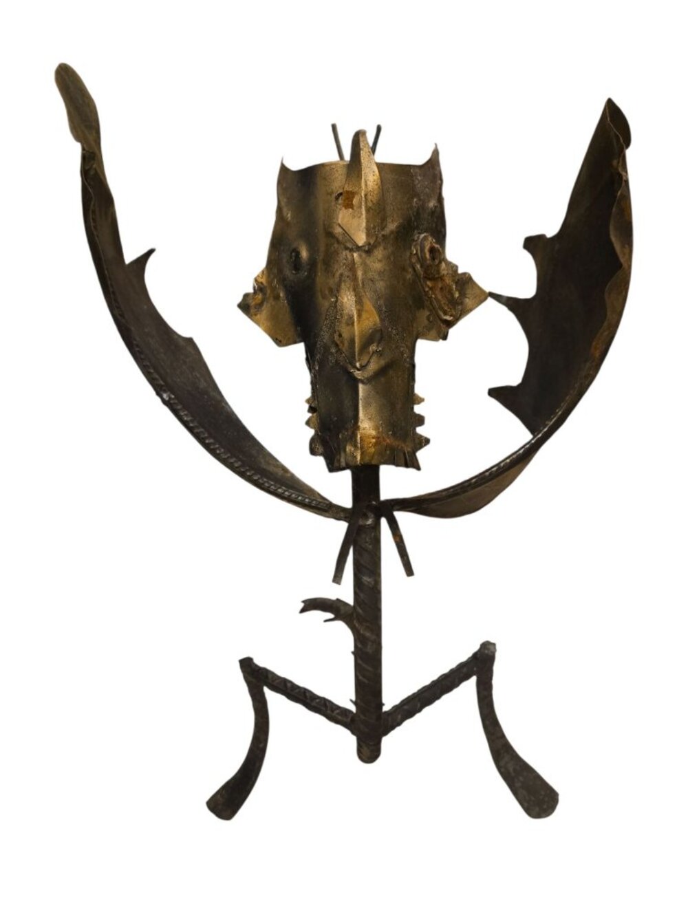 Metal Dragon Sculpture 20 Inch Folk Art Statue Junk Assemblage Vintage OOAK